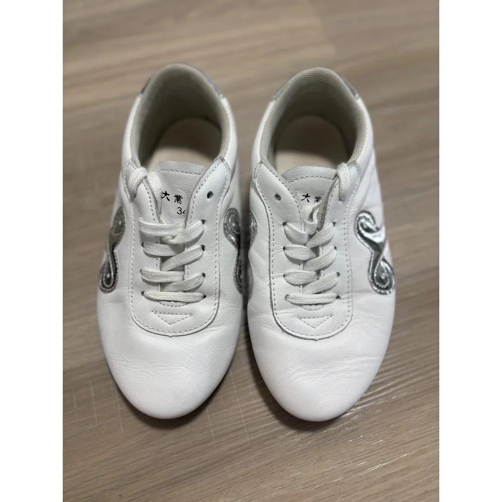 Kung Fu Shoes White Leather Sneakers Martial Arts Training Size‎ 34